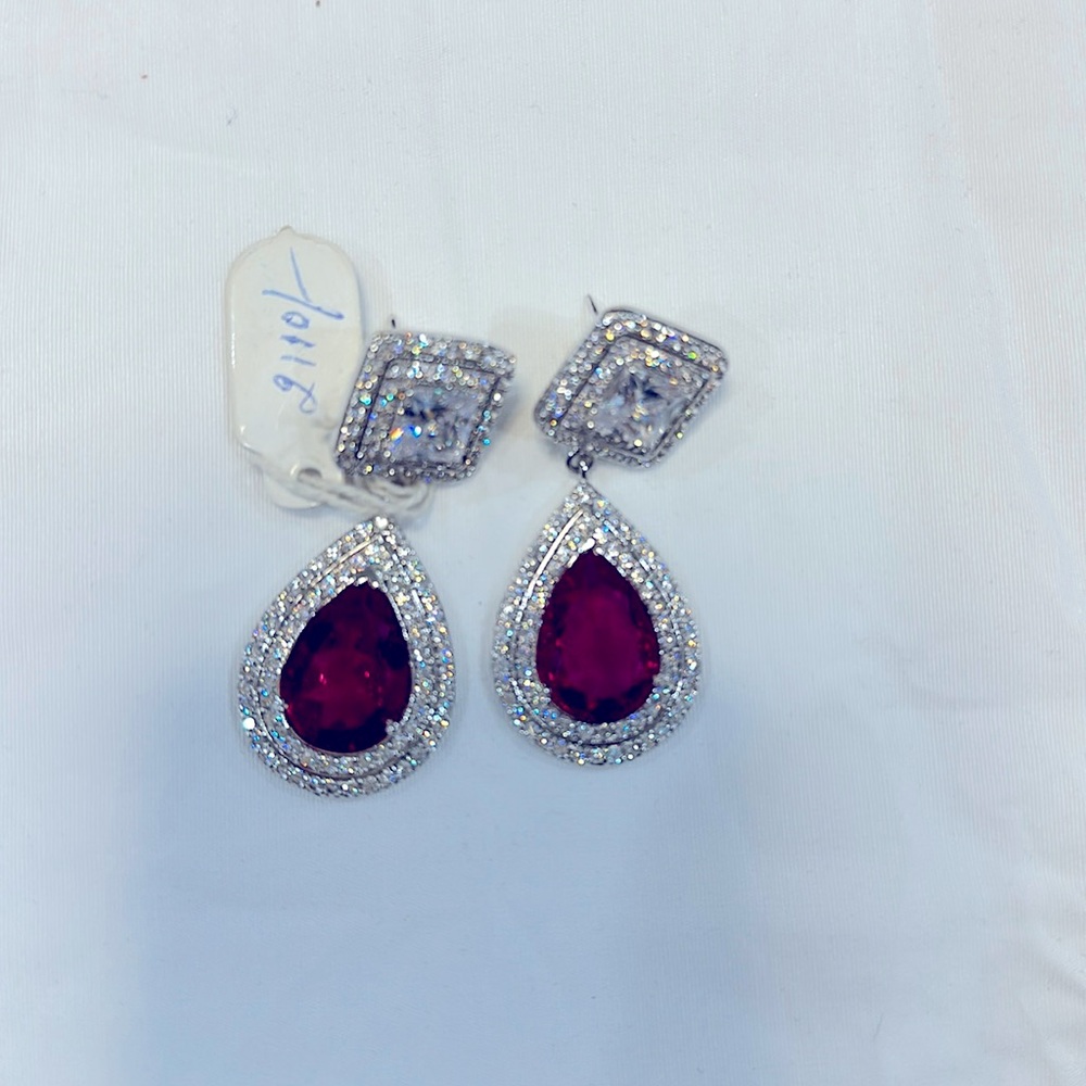 Gorgeous ruby and diamond artificial earrings BNWT